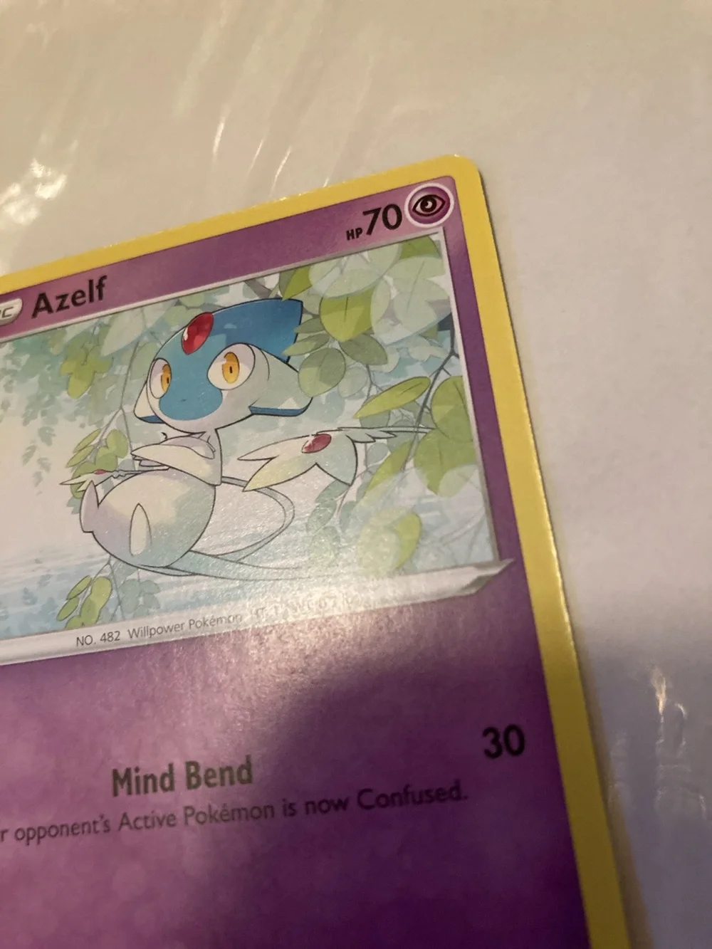 Pokemon Azelf Psychic Trading Card - Yellow Border, Purple Artwork